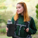 for Owala FreeSip Insulated Stainless Steel Water Bottle Cup Holder Cover Carrier Sling Bag with Strap, Pouch Pocket for Phone/Accessories, add Handle for Owala 24oz (Black-24oz)