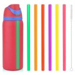 6pcs Replacement Straws for Owala FreeSip 40oz, Reusable Plastic Straws with Cleaning Brush for Owala Flip Insulated Stainless Steel Water Bottle 40oz Tumbler Accessories Parts (6 Colors)