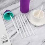 6pcs Replacement Straws for Owala FreeSip 24 oz, 32 oz, Reusable Straws with Cleaning Brush for Owala Flip Insulated Stainless Steel Water Bottle 24oz 32oz, Tumbler Accessories Parts (White)
