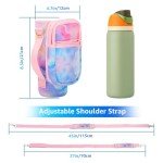 for Owala FreeSip Insulated Stainless Steel Water Bottle Cup Holder Cover Carrier Sling Bag with Strap, Pouch Pocket for Phone/Accessories, add Handle for Owala 32oz