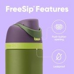 Owala Marvel FreeSip Insulated Stainless Steel Water Bottle with Straw for Sports and Travel, BPA-Free Sports Water Bottle, 24 oz, Hulk