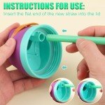 6pcs Replacement Straws for Owala FreeSip 40oz, Reusable Plastic Straws with Cleaning Brush for Owala Flip Insulated Stainless Steel Water Bottle 40oz Tumbler Accessories Parts (6 Colors)