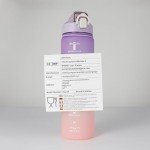 YC Kitchen Motivational Water Bottle with Time Marker- 32oz Water Bottles with Times to Drink, Leakproof & BPA Free Sports Water Bottle with Straw & Carry Strap for Fitness, Gym, and Outdoor Sports