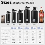 DYSANKY Insulated Water Bottle | Thickened Stainless Steel Vacuum Metal Thermos | Portable Sports Half Gallon Large Water Jug for Gym and Hiking with Straw, Carrier Bag, Handle Strap | BPA-Free 64 oz