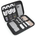 BAGSMART Electronics Travel Organizer Case for 10.2 Inch Tablets, Tech Pouch Essentials for Power Bank, SD Cards, Cord and Cable Storage Bag, Black