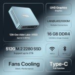 Intel N100 Mini PC with 16GB RAM & 512GB SSD