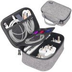 sisma Electronics Cords Organizer Tech Accessories Storage Case Travel Small Carrying Bag for Charging Cables Adapter USB Plugs Power Cord Leads - Grey 1680d