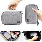 sisma Electronics Cords Organizer Tech Accessories Storage Case Travel Small Carrying Bag for Charging Cables Adapter USB Plugs Power Cord Leads - Grey 1680d