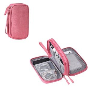 HORNO Travel Cord Organizer，Electronics Accessories Organizer Pouch Bag for Charger,USB Cable,Business Travel Gadget Bag ﻿ (Pink)
