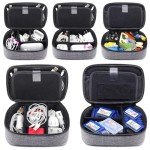 sisma Electronics Cords Organizer Tech Accessories Storage Case Travel Small Carrying Bag for Charging Cables Adapter USB Plugs Power Cord Leads - Grey 1680d