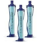 LifeStraw Personal Water Filter for Hiking, Camping, Travel, and Emergency Preparedness, 3 Pack, Blue