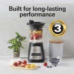 Hamilton Beach Power Elite Wave Action Blender For Smoothies, 40 Oz Glass Jar, 12 Functions Including Puree, Crush Ice, Black, 700 Watts, Black (58148A)