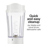 Hamilton Beach Portable Blender for Shakes and Smoothies with 14 Oz BPA Free Travel Cup and Lid, Durable Stainless Steel Blades for Powerful Blending Performance, White ( 51101V)