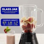Universal 550W Mass Vital Blender - Glass Jar 57 Oz / 1.8 Quart / 1.7 Liter, 2 Speed + Pulse Function and 4 Stainless Steel Blade with Chrome Steel Technology