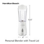 Hamilton Beach Portable Blender for Shakes and Smoothies with 14 Oz BPA Free Travel Cup and Lid, Durable Stainless Steel Blades for Powerful Blending Performance, White ( 51101V)