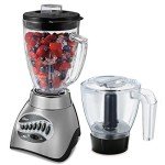 Oster Classic Series 16 Speed Blender with Food Chopper and Glass Jar Brushed Nickel