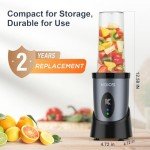 KOIOS Smoothie Blender, 900W Personal Blender for Shakes and Smoothies for Kitchen with 2 No-BPA 22oz Portable Cups, Single Serve Smoothies Maker Mixer for Juices, Nutritious Recipe (Grey Blue)