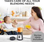 Mueller Smoothie Blender for Smoothies - Personal Blender for Shakes, Frozen Drinks, Baby Food & More, 15oz Travel Cup and Lid, Durable Stainless Steel Blades for Powerful Blending Performance