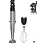 Immersion Blender Handheld 1100W 3 in 1 Corded Stick Hand Blenders for Kitchen with Trigger Speed Control, with Whisk, Milk Frother Attachemnts, Perfect Emulsifier for Soup, Smoothie, Puree