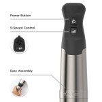 Vitamix 5-Speed Immersion Blender, 625-Watt Motor, One-Handed Operation, 5 ft cord, Stainless Steel/Black