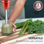 OVENTE Immersion Hand Blender, 300W Electric Handheld Portable Stick Mixer with 2 Mixing Speed and Stainless Steel Blades for Effortless Blending Smoothies, Shakes, Puree or Baby Food, Red HS560R