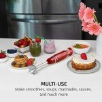 OVENTE Immersion Hand Blender, 300W Electric Handheld Portable Stick Mixer with 2 Mixing Speed and Stainless Steel Blades for Effortless Blending Smoothies, Shakes, Puree or Baby Food, Red HS560R
