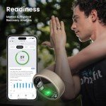 Amazfit Helio Smart Ring Health Tracker, Fitness Tracker Ring, No Subscription, Monitors Sleep, Heart Rate & Stress, Titanium Alloy, Fast 1.4-Hr Charging, Swim/Shower Water-Resistant (Size 12)