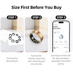TIAZUUX Smart Ring for Women&Men-Activity/Sleep/Heart Rate/HRV/Stress/Women's Health Tracker-IP68 Waterproof/Wearable-No Subscription Fee Required-Compatible with iPhone &Android (Gold, 10)