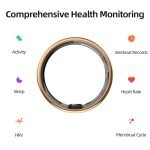 TIAZUUX Smart Ring for Women&Men-Activity/Sleep/Heart Rate/HRV/Stress/Women's Health Tracker-IP68 Waterproof/Wearable-No Subscription Fee Required-Compatible with iPhone &Android (Gold, 10)
