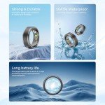 Domhong Smart Ring for Women Men - Fitness Tracker with Heart Rate/Blood Oxygen/Stress Monitor/Steps/Sleep Tracking, No App Subscription, 5ATM Waterproof Health Rings