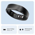 RingConn Gen 2, World’s First Smart Ring with Sleep Apnea Monitoring, No APP Subscription, 12-Day Battery Life, Stress/Heart Rate/Women's Health Tracker, Android & iOS Compatible (Black, Size 10)