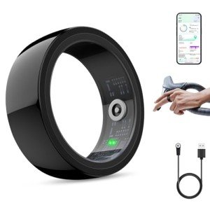 Smart Ring,Smart Health Ring for Women Men, Smart Ring Fitness Tracker, Health&Sleep Tracker,IP68 Waterproof,Remote Camera Control,No App Fee for Standard Features, for iPhone & Android(Black, 9#)