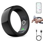 Smart Ring,Smart Health Ring for Women Men, Smart Ring Fitness Tracker, Health&Sleep Tracker,IP68 Waterproof,Remote Camera Control,No App Fee for Standard Features, for iPhone & Android(Black, 9#)