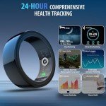 Smart Ring,Smart Health Ring for Women Men, Smart Ring Fitness Tracker, Health&Sleep Tracker,IP68 Waterproof,Remote Camera Control,No App Fee for Standard Features, for iPhone & Android(Black, 9#)
