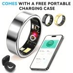 Hivisuals Smart Ring for Women Men, Bluetooth Connection, Health Ring, IP68 Waterproof, Fitness Ring Tracks Heart Rate/Sleep/Steps/Sports Activities/Blood Oxygen,Non-Subscription app (Silver, 8)