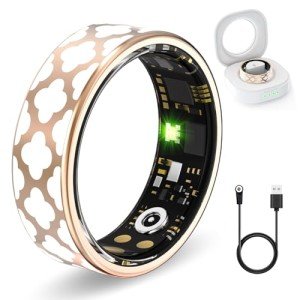 Health Tracker Ring for Women Men, Fitness Tracker with Heart Rate, Blood Oxygen, Sleep Tracker, Step Tracker, No Subscription Fee, IP68 Waterproof Smart Ring for iphone & Android (Rose Gold, 11#)