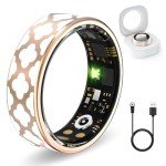 Health Tracker Ring for Women Men, Fitness Tracker with Heart Rate, Blood Oxygen, Sleep Tracker, Step Tracker, No Subscription Fee, IP68 Waterproof Smart Ring for iphone & Android (Rose Gold, 11#)