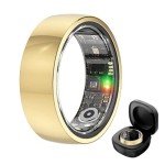 Piluyaa Smart Ring Fitness Tracker Ring for Men/Women with Calories/Heart Rate/Blood Oxygen/Sleep Monitoring with NO App Subscription with Charging Case for Android 6.0+/iOS 11.0+(Gold 9#)​