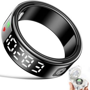 Gwenland Smart Ring Health Ring - Smart Rings for Women Men,Fitness Tracker Ring with LED Display Screen,Sleep Tracker Ring Compatible with iOS/Android Activity Tracker/Heart Rate/SpO2/Sleep/Step