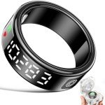 Gwenland Smart Ring Health Ring - Smart Rings for Women Men,Fitness Tracker Ring with LED Display Screen,Sleep Tracker Ring Compatible with iOS/Android Activity Tracker/Heart Rate/SpO2/Sleep/Step