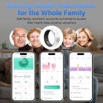 Smart Ring Fitness Tracker Ring for Men Women - Health Heart Rate Ring with Motion Tracking, Sleep Monitor, and Oximetry, No Subscription Fee, Family Care, Remote Photography, IP68 Waterproof(8#)