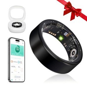 YULUCKGO Smart Ring Fitness Tracker for Men - Health Heart Rate Ring with Sleep Monitor and Blood Oxygen Tracking, No Subscription Fee, Family Care, Remote Photography,IP68 Waterproof (11#)