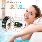 Health Tracker Ring for Women Men, Fitness Tracker with Heart Rate, Blood Oxygen, Sleep Tracker, Step Tracker, No Subscription Fee, IP68 Waterproof Smart Ring for iphone & Android (Rose Gold, 11#)