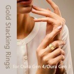 Rainhonor 2-Pack Gold Stackable Rings for Smart Rings, 14K Gold Plated Rings Cubic Zirconia Smart Ring Stacking for Women (GOLD, 8)