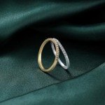 Rainhonor 2-Pack Gold Stackable Rings for Smart Rings, 14K Gold Plated Rings Cubic Zirconia Smart Ring Stacking for Women (GOLD, 8)