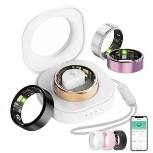 Smart Ring For Women Men, Health Tracker with Heart Rate/Blood Oxygen/Blood Pressure/Sleep Monitoring/Step Counting, IP68 Waterproof Fitness ring, No App Fees for iPhone & Android (Lavender Pink, 9#)