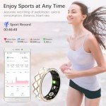 Health Tracker Ring for Women Men, Fitness Tracker with Heart Rate, Blood Oxygen, Sleep Tracker, Step Tracker, No Subscription Fee, IP68 Waterproof Smart Ring for iphone & Android (Rose Gold, 7#)