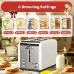 YSSOA Stainless Steel 2 Slice Toaster with Extra Wide Slots