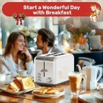 YSSOA Stainless Steel 2 Slice Toaster with Extra Wide Slots