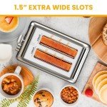Simple Deluxe 2-Slice Stainless Steel Toaster with Wide Slots